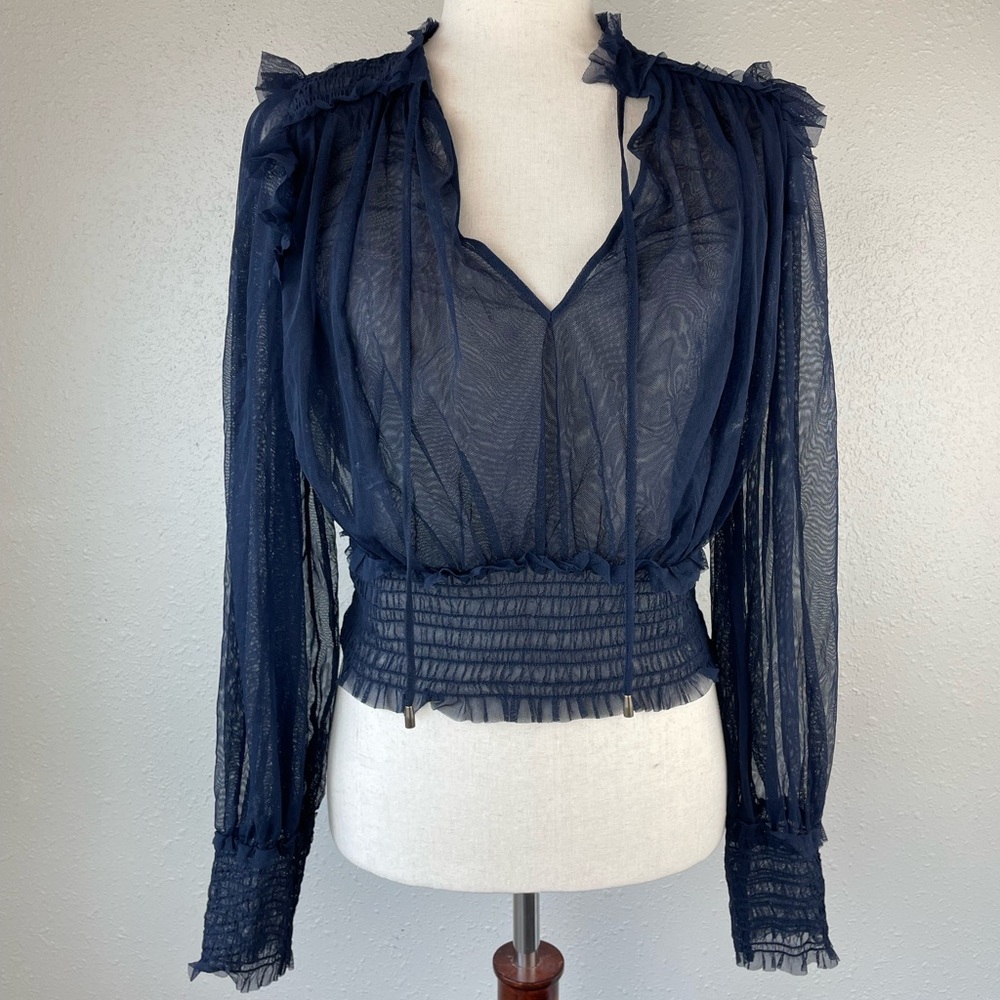 NWT Free People Indigo Lost Sheer Top Size M